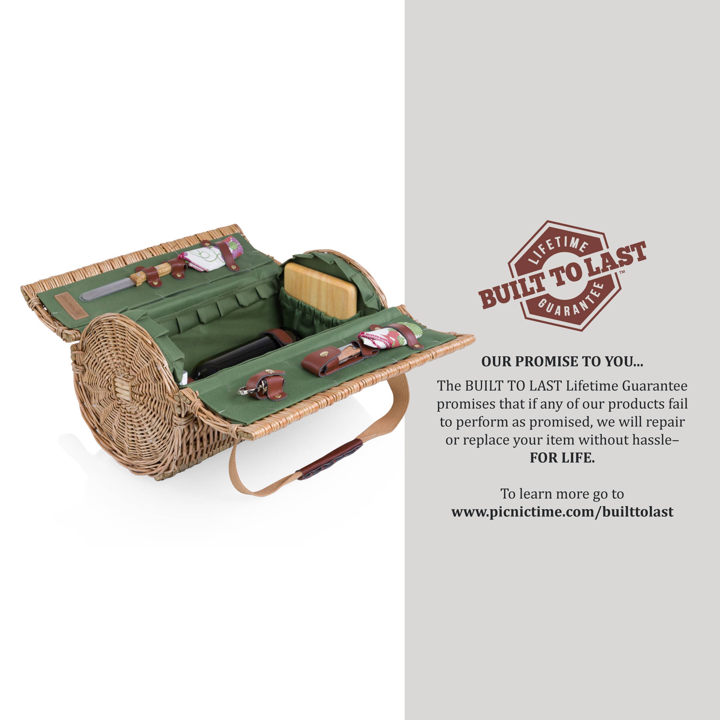 Pine Green Verona Wine & Cheese Picnic Basket (Pine Green) for wholesale on Faire4