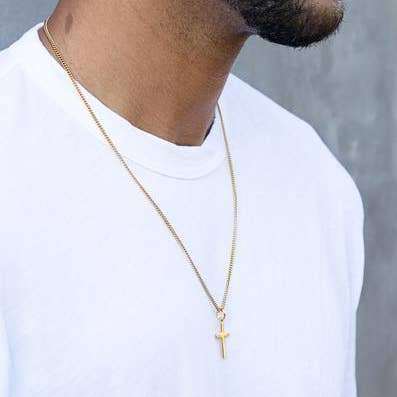 We Are All Smith - Wholesale Pendant/Charm Necklace - Vermeil Gold Cross on 14k Gold Filled Curb Chain