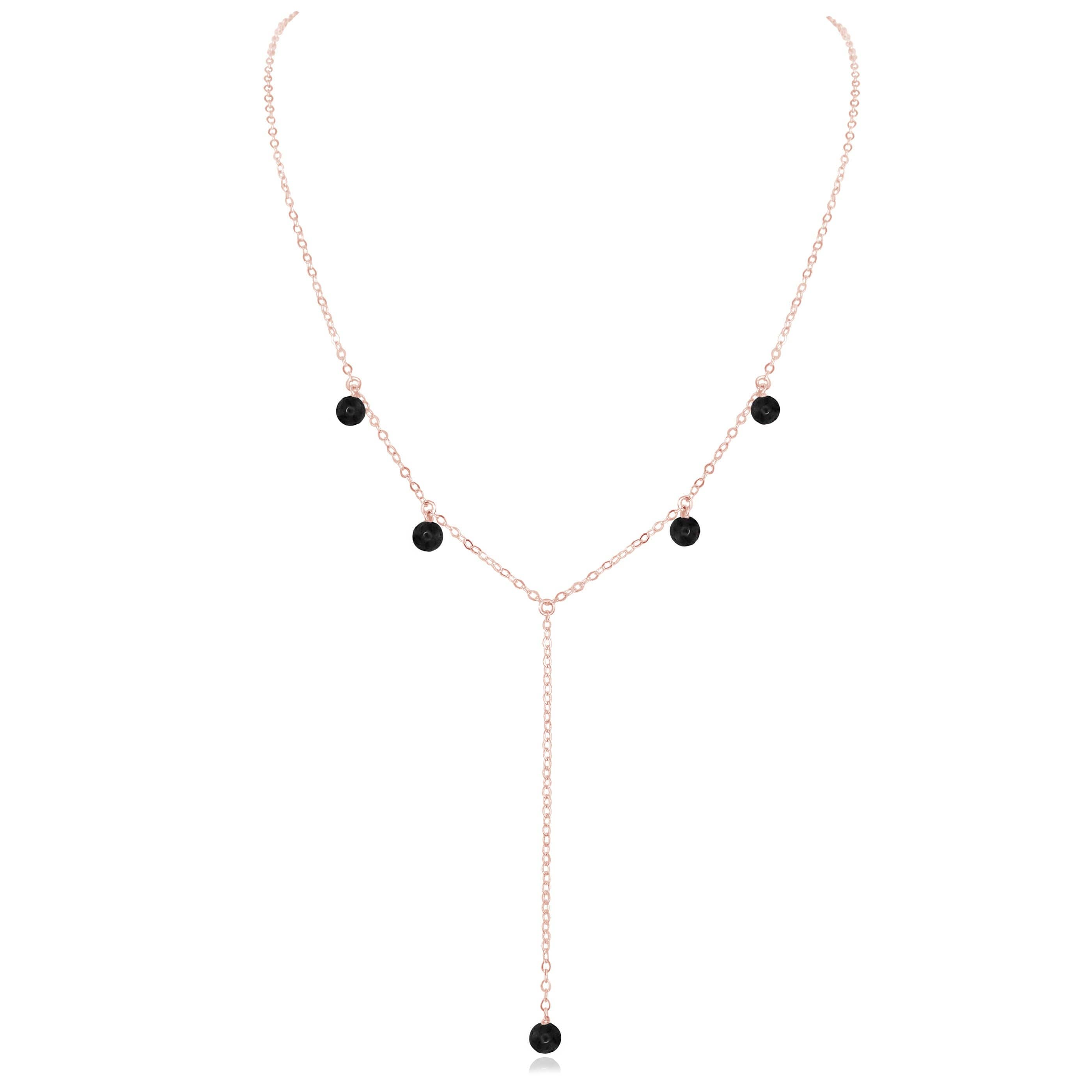 Luna Tide - Vendita all'ingrosso Collana a Y - Collana Boho Lariat in tormalina nera2