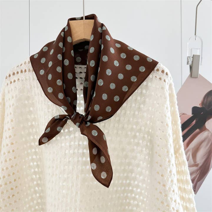 26'' Brown & Green Polka Dot Mulberry Silk Scarf – Vintage Square Silk Shawl for Women, Elegant & Retro-Chic Accessory and other Purchase Wholesale shawls. Free Returns & Net 60 Terms on Faire trending on Faire.