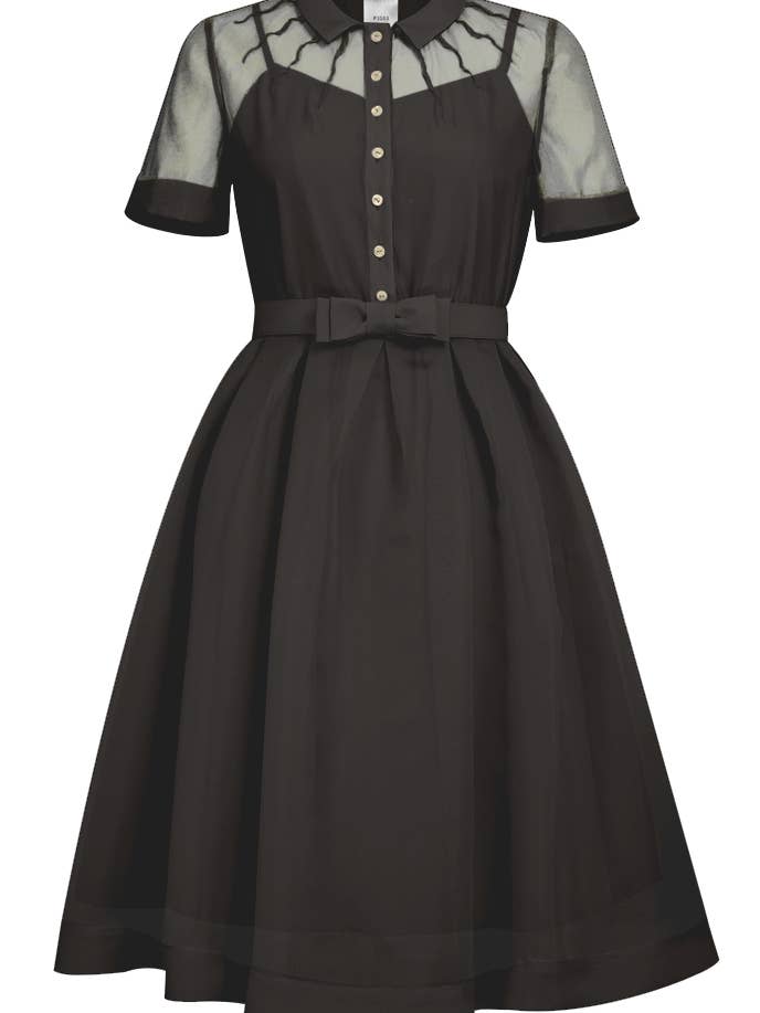 Chic Star Hemdkleid aus Viskose-Organza in Übergröße in Schwarz 052 für den Großhandel von CHIC STAR