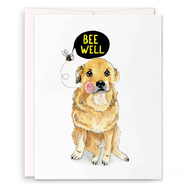 Bee Well Dog - Funny Sympathy Card for wholesale by Liyana Studio