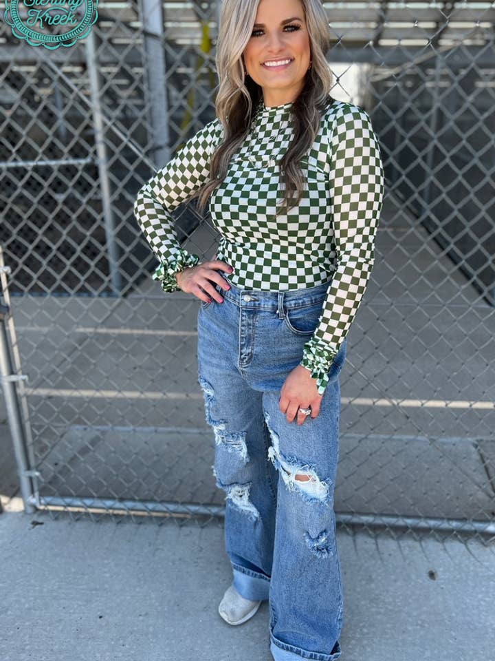 Sterling Kreek - Wholesale Blouse - Women's - Pep Rally Mesh Top Green4