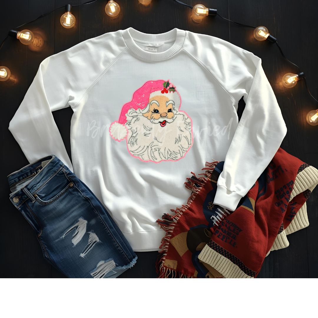 Brazenly Envied - Wholesale Patch - Santa Patch | PINK  Sequins Hat and Chenille Santa Patch0