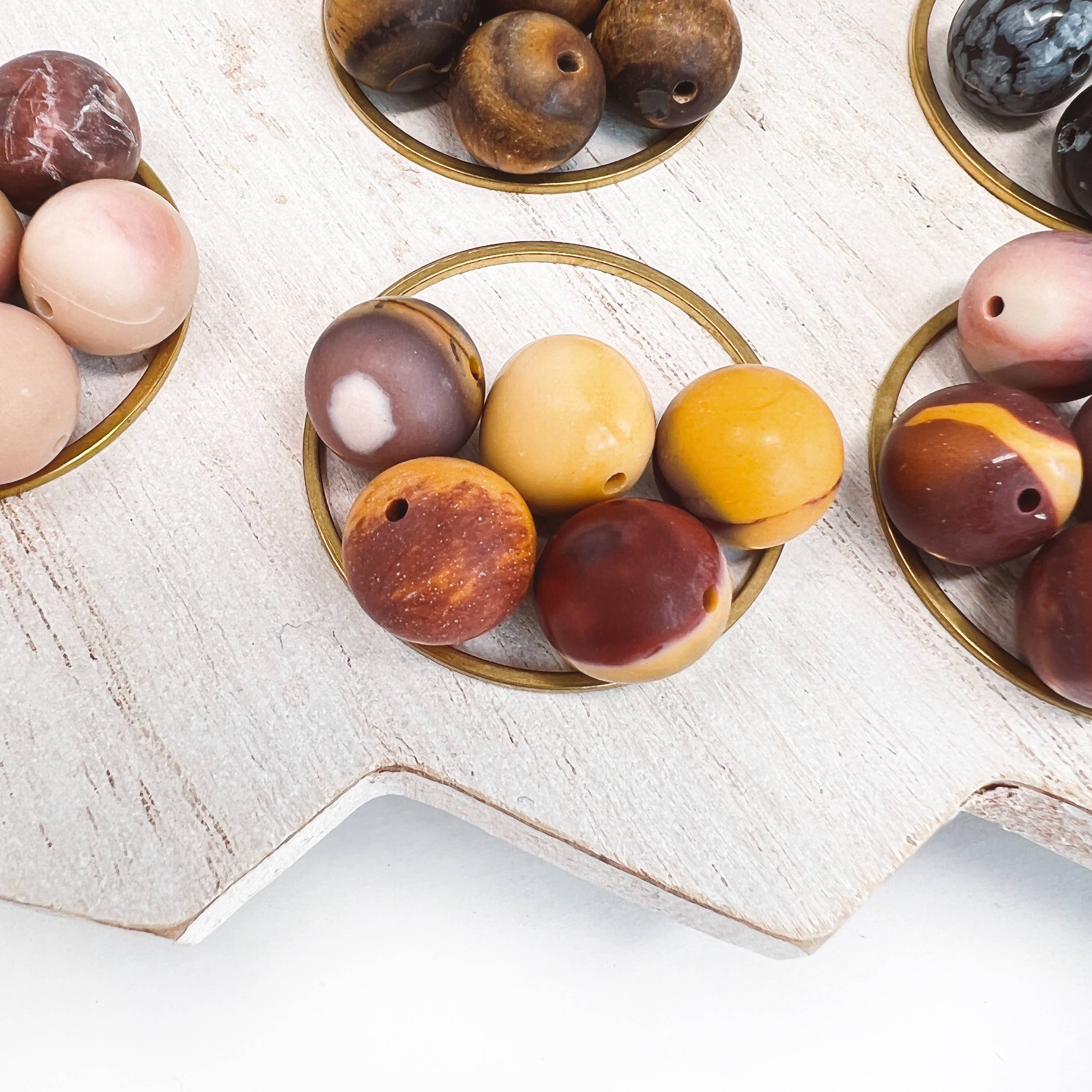 Permanent Baggage - Wholesale Dangle Earrings - Small Brass Post Earring With Hoop & Semi-Precious Stones2