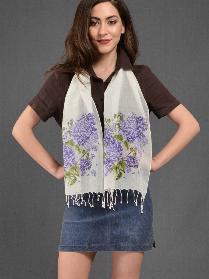 Fliederfarbener Baumwollschal für den Großhandel von Dosimira