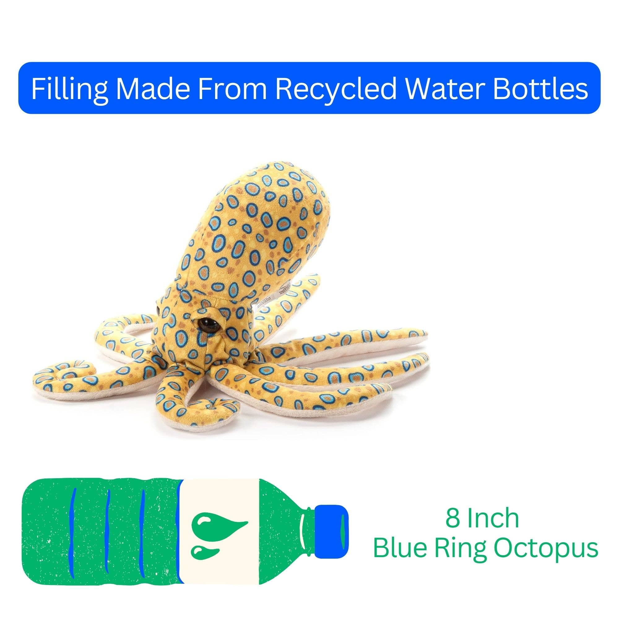 The Petting Zoo - Vente Peluche – enfant et bébé - Petit Poulpe Anneau Bleu – Peluche Amie de l'Océan de 25 cm3