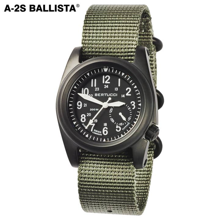 A-2S Ballista Horloge met Mat Zwarte Wijzerplaat en Nylon Band voor wholesale door Bertucci