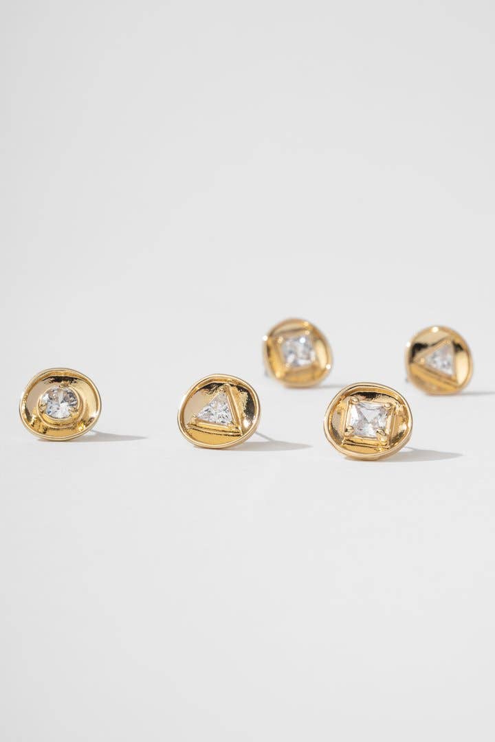 SAACHI – wholesale Jewellery set – Gold Disc Small Stud Earring Set1