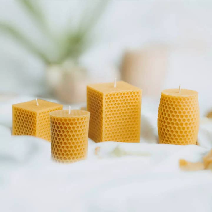 MS-Kerzenshop - Venta al por mayor Velas de diseño llamativo - conjunto patrón nido de abeja 4 piezas