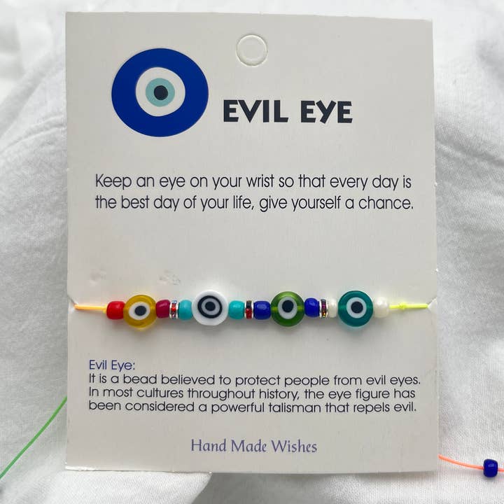 Lot de 12 bracelets en perles Rainbow Rope Evil Eye - Protection pour la vente par Loli