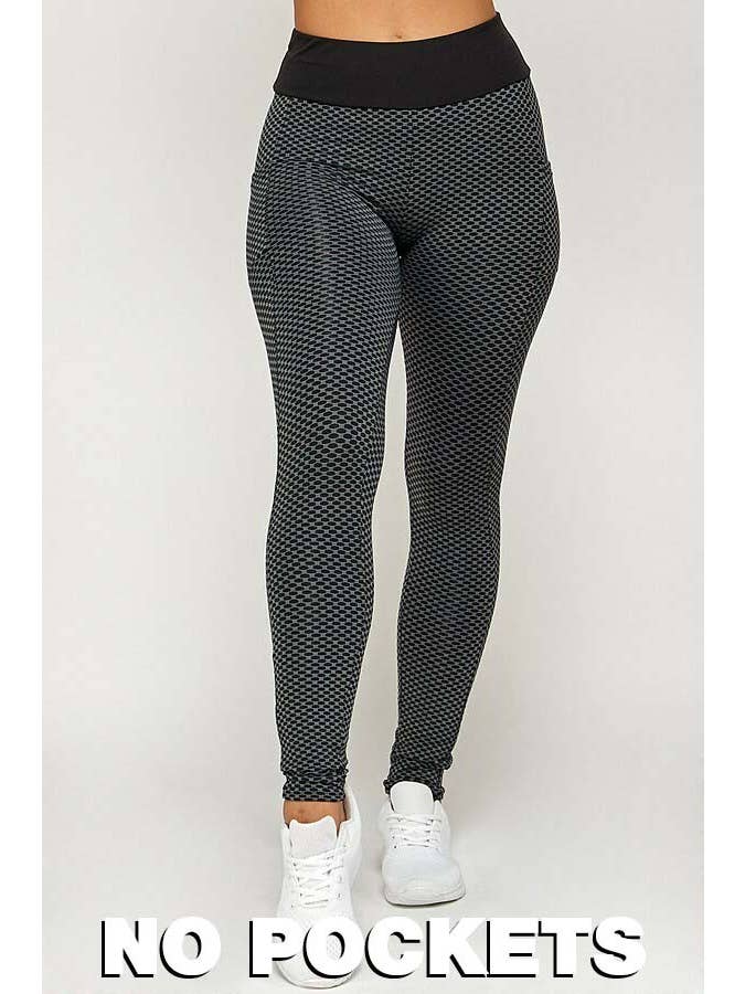 USA Fashion - Wholesale Athletic/Lounge Leggings - Women's - Contrast Textured Scrunch Butt Leggings - NO POCKETS