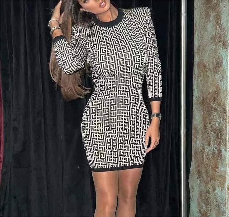 Flerfärgad DR020 Stickad klänning med hög midja Slim-fit Stickad Stickad Stickad Klänning för wholesale på Faire6