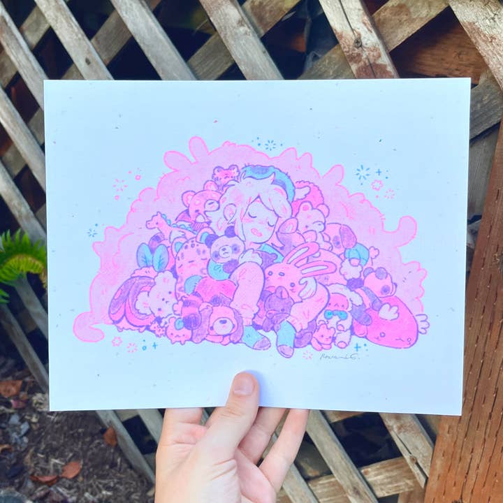 Stuffie Abundance Riso Print 8x10" for wholesale by Rowan Kingsbury