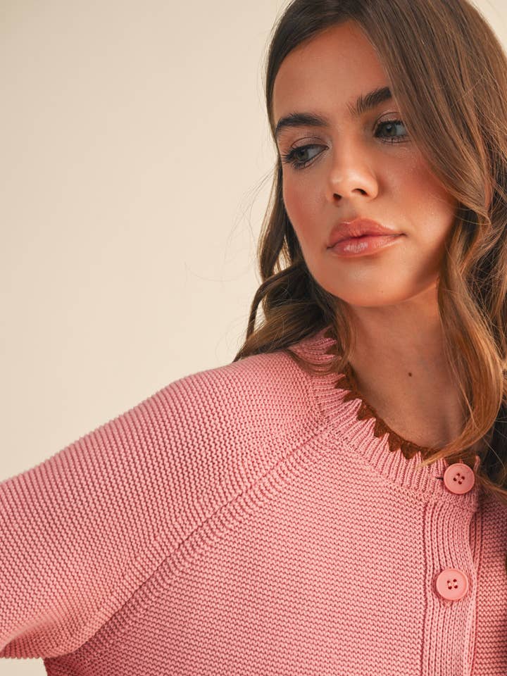 &MERCI - Wholesale Cardigan - Women's - SWEATER CARDIGAN WITH CONTRAST STITCH MSW1108414