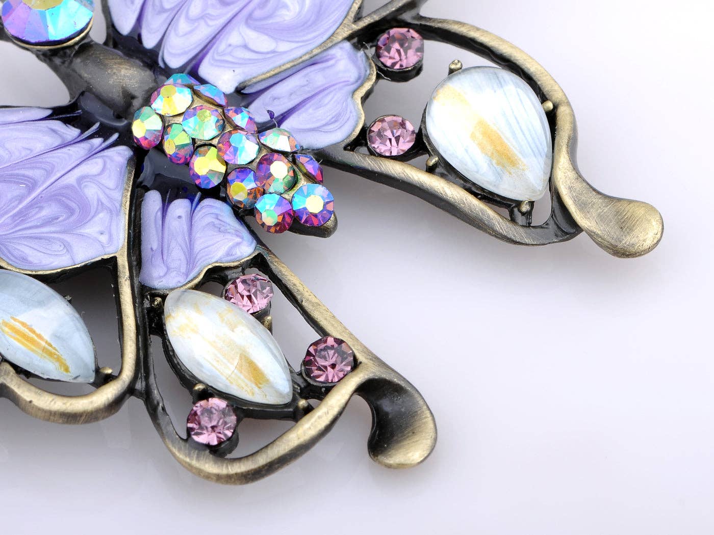 AK Brand - Wholesale Brooch - Antique Green Enamel Opal Butterfly Insect Brooch Pin8