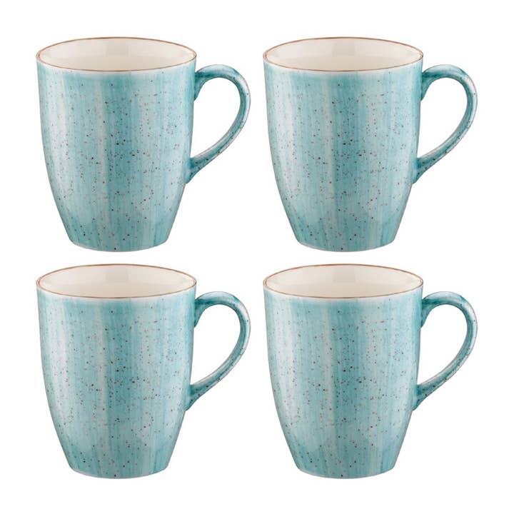 Aqua dia.3.25" h:4.25" 11 oz. Round Blue Porcelain Mug (Set of 4) for wholesale by TURGLA HOME