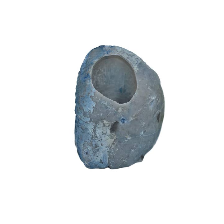 Blue Agate Geode Votive Candle Holder for wholesale by Olympus Minerals Co