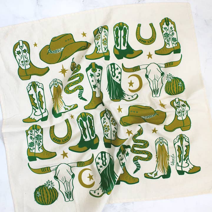 Calhoun & Co. – wholesale Tea towel – Howdy Cowgirl! Boots Tea Towel6