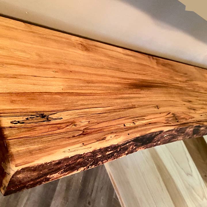 Steel Oak - Wholesale Wall Mounted Shelf - Live Edge Spalted Maple, Ambrosia Maple Wood Floating Shelf10