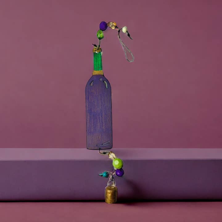 Wine Bottle wind chime bell mobile recycle metal USA garden for wholesale by Whimsies