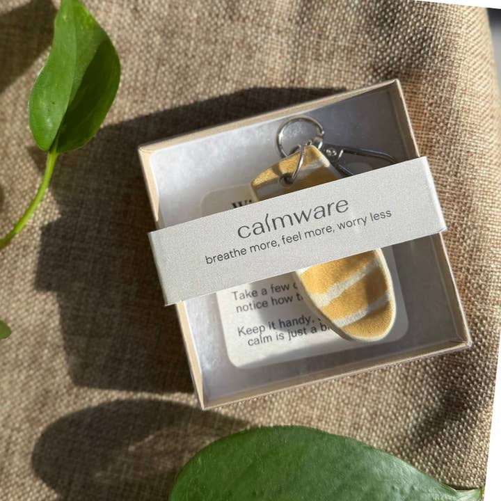 Calmware - Wholesale Keychain - Unisex - Large Striped Worry Stone Keychain — Sensory Grounding Tool3