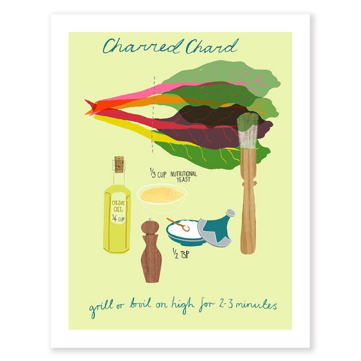 Charred Chard Art Print for wholesale by Claudia Pearson
