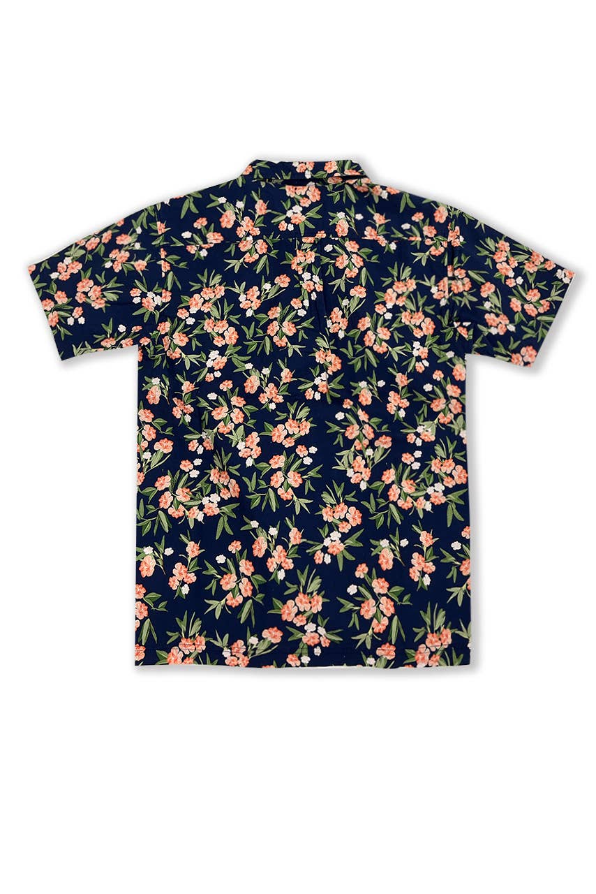 bleu marine Chemises hawaïennes pour hommes en coton tissé à boutons FRESHWINDS en vente sur Faire1