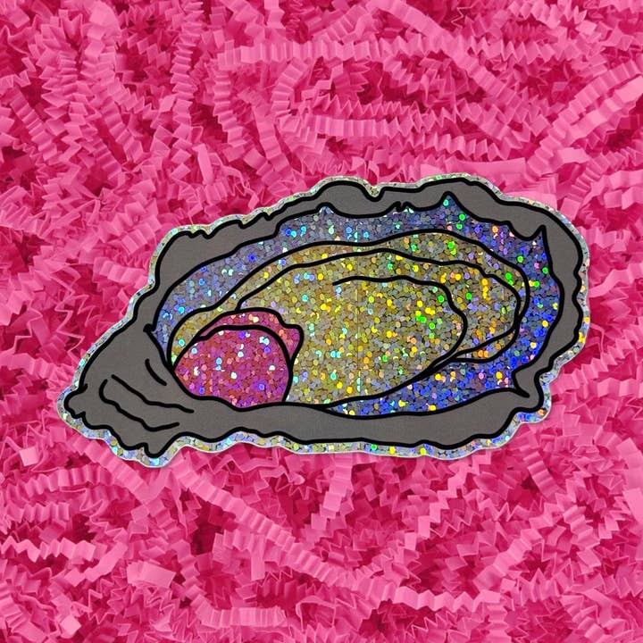 Glitter Oyster Sticker for wholesale by Jenny Lemons