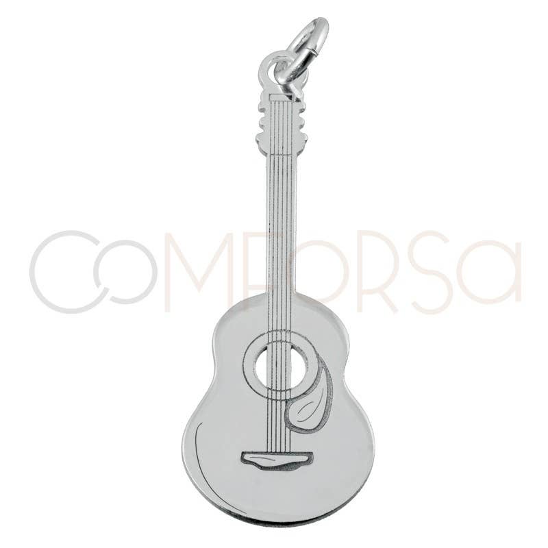 COM FORSA SL - Wholesale Keychain - Unisex - Sterling Silver 925 Spanish Guitar Pendant 10 X 29.5Mm0