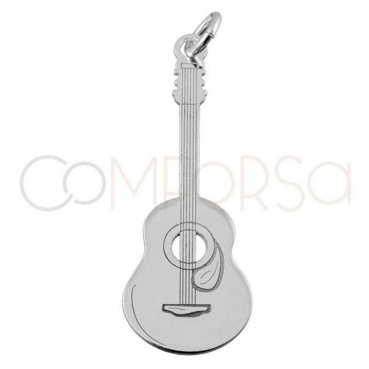 COM FORSA SL - Wholesale Keychain - Unisex - Sterling Silver 925 Spanish Guitar Pendant 10 X 29.5Mm