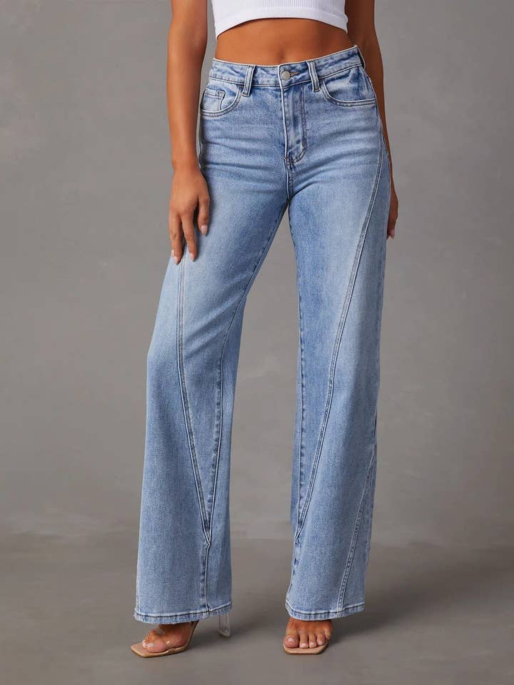 Blue Zena Wide Leg Jeans for wholesale on Faire