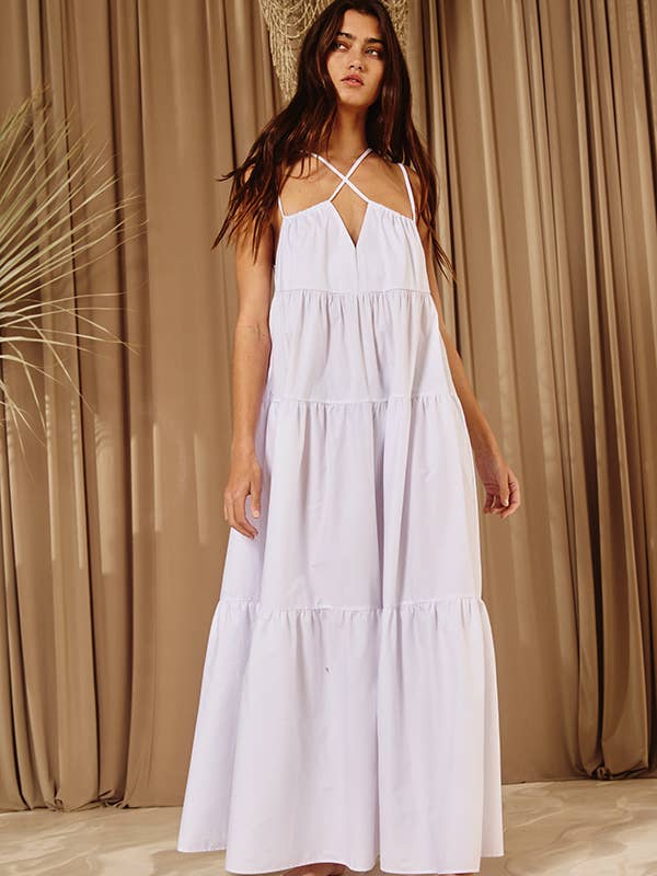 BUCKETLIST INC - Wholesale Dress - Women's - D4070 -Strappy Tiered Poplin Maxi Dress24
