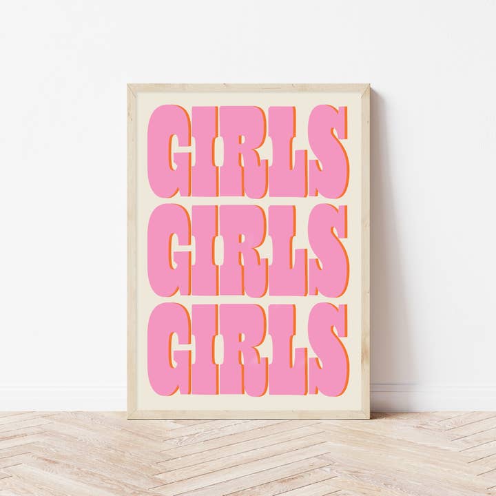 Girls Girl Girls | Wall Art Print for wholesale by Bored At Work Studio