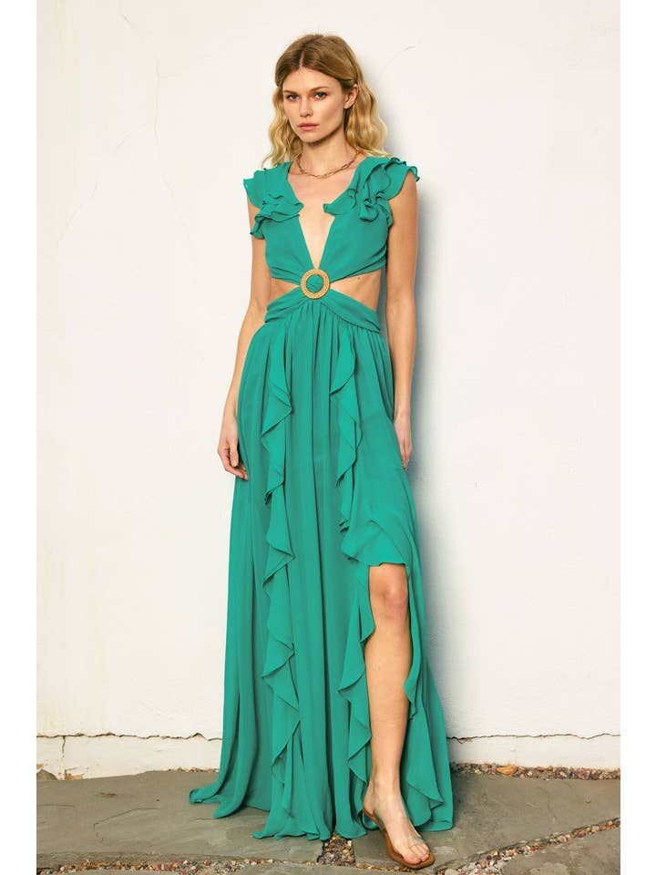 Dress Forum - Wholesale Dress - Women's - There She Goes Cutout Frilly Maxi Dress (1)