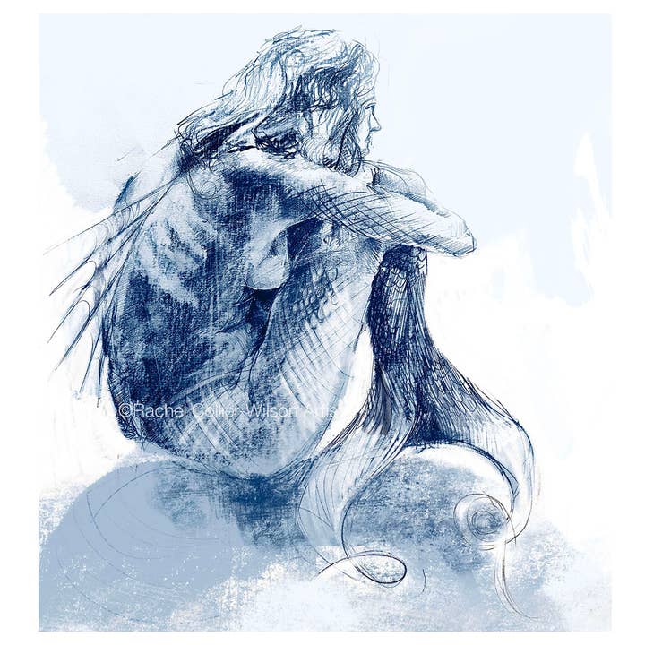 CreativeWithLine - Wholesale Everyday Greeting Card - Mermaid. Blank Card