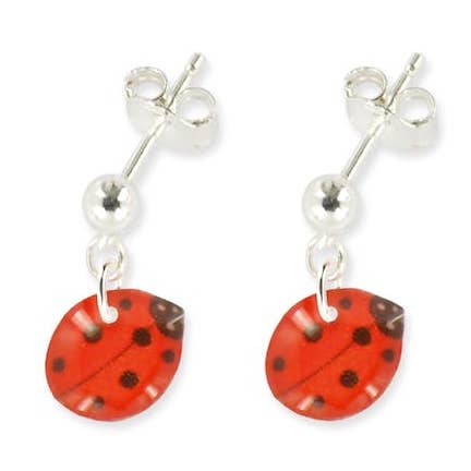 925 Silver Ladybug Pendant Earrings for wholesale by Ribambelle Bijoux Enfants