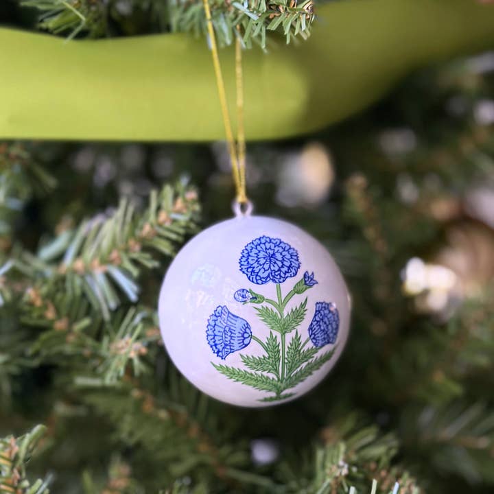 Blue Poppy Christmas Ornament, Set of 3 for wholesale by Trudie