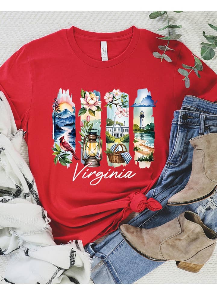 Virginia State Penseelstreek Grafisch T-shirt voor wholesale door Pink Irene Wholesale