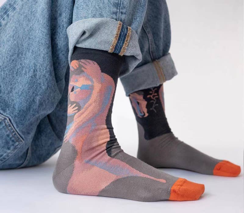 Tourtiwi - Wholesale Socks - Unisex - Retro Art Abstract Print Mid-Calf Socks23