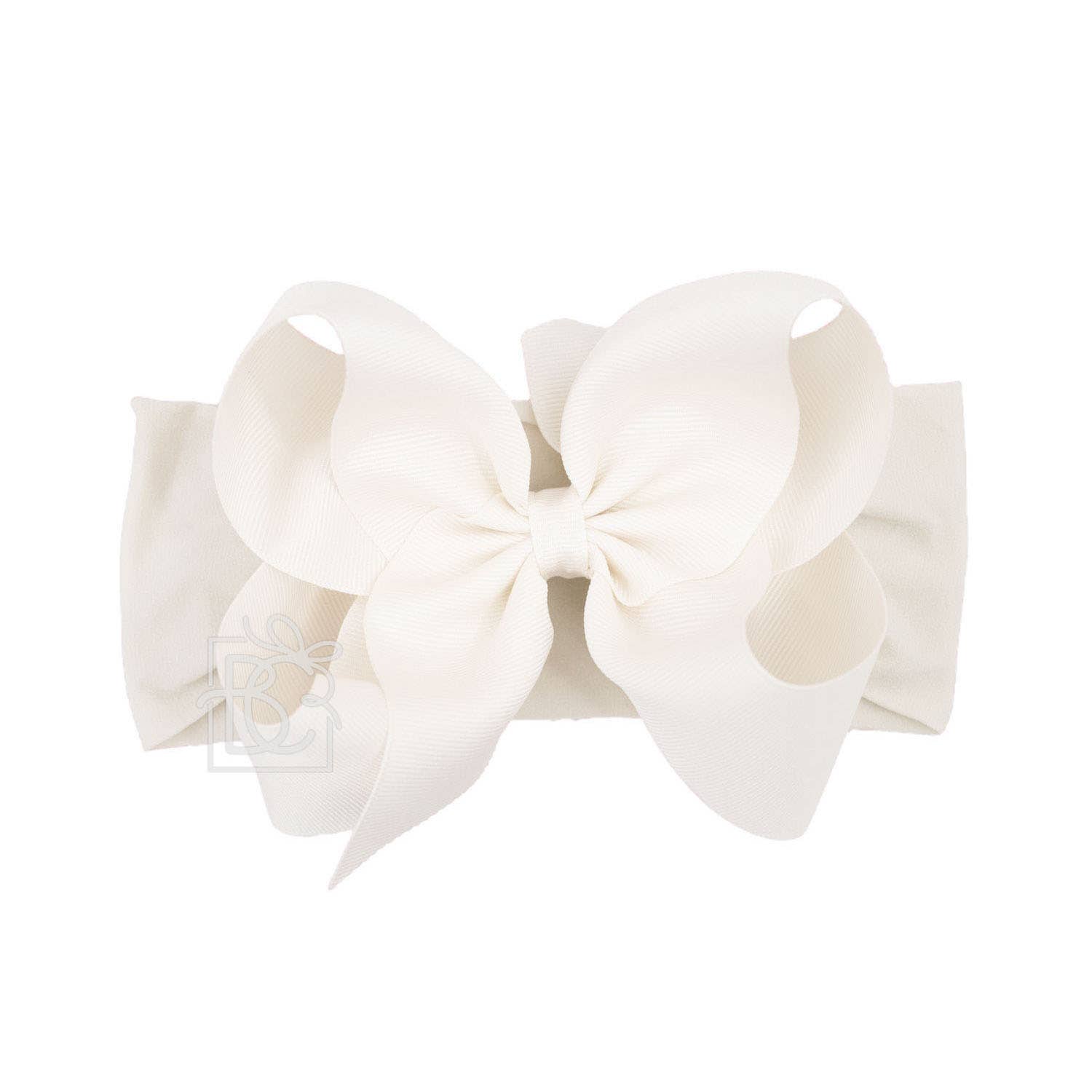 Beyond Creations, LLC - Wholesale Fashion Headband - Kids - WIDE PANTYHOSE HEADBAND W/CLASSIC GROSGRAIN BOW26