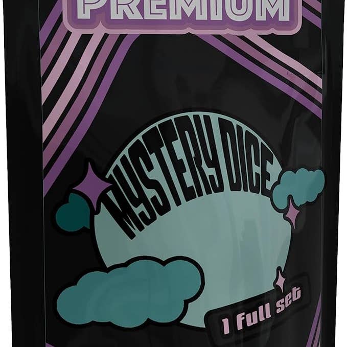 1985 Games - Wholesale Dice - Premium Mystery Dice - 7 Polyhedral Dice, D&D Pin & Sticker