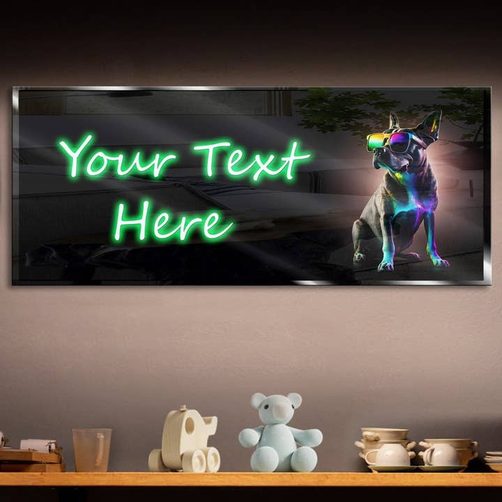 Personalized Dog with Shades Neon Sign 600mm X 250mm for wholesale by Mad About Neon