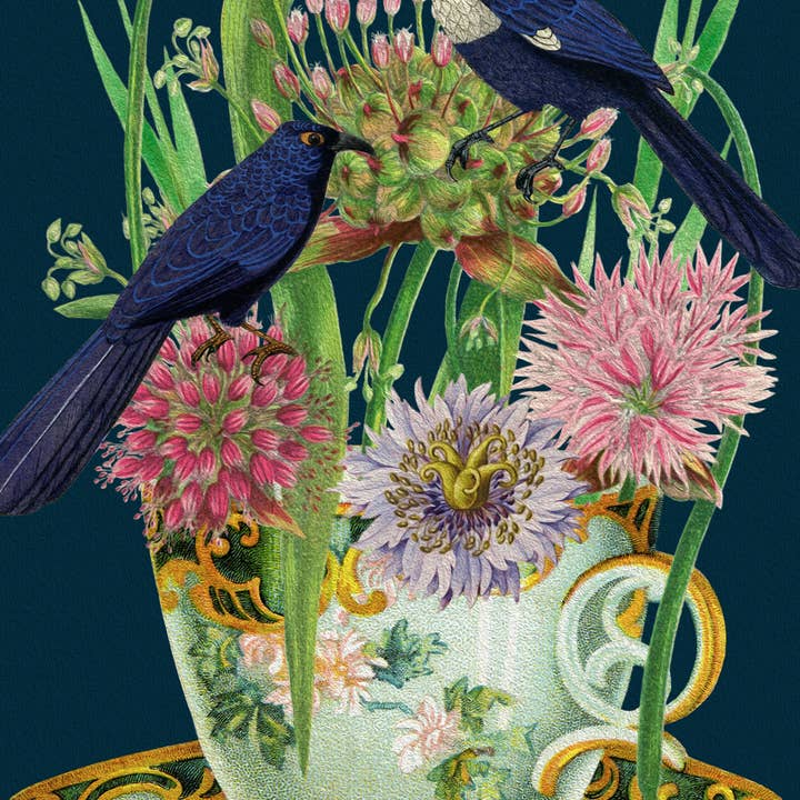 Madame Treacle – wholesale Everyday greeting card – RS236P ~ Blank Teacup Garden Greeting Card1