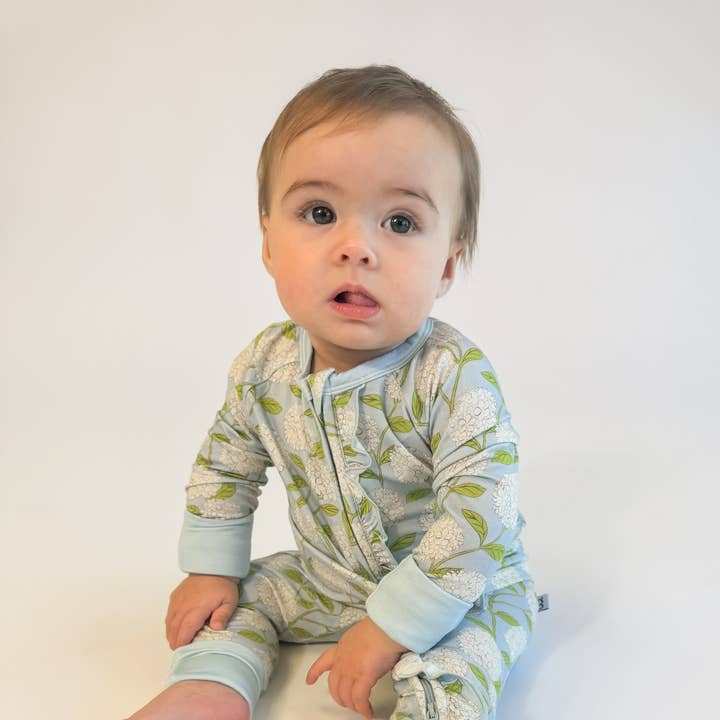 Goosies - Wholesale Sleepsuit - Baby - Hydrangeas - Zip Convertible Pajamas w/ Ruffles0