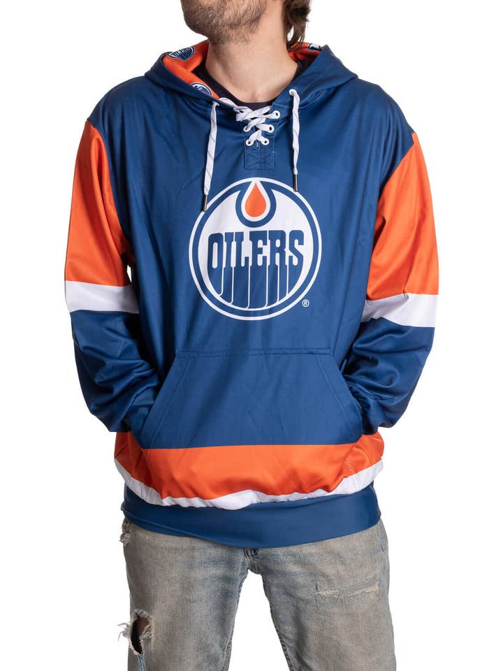 Edmonton Oilers "Hockey Lace" Hockey Hoodie for wholesale by Bench Clearers