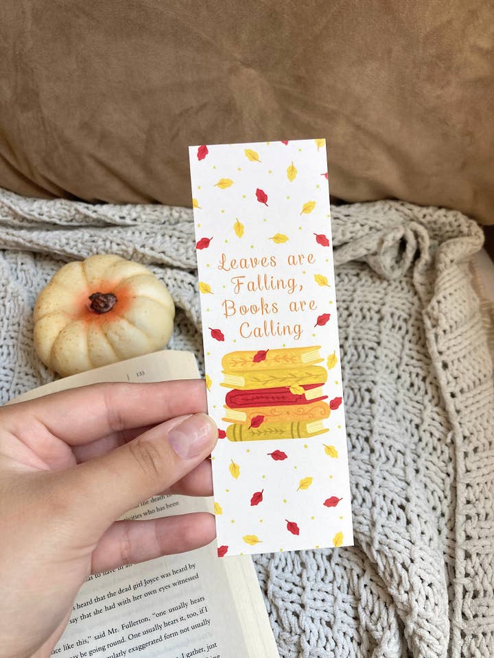 Leaves are Falling Books are Calling Bookmark for wholesale by Tales and Pages Shop