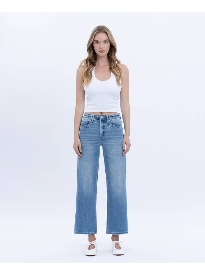 ABOUND TUMMY CONTROL HIGH RISE CROP WIDE LEG JEANS LV1359 for wholesale on Faire2