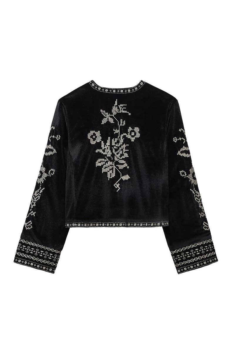 BLACK Patterned Open-Front Shacket for wholesale on Faire4