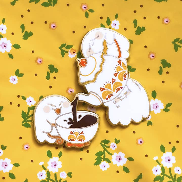 Tea Time Enamel Pin for wholesale by Fiveboos Inc